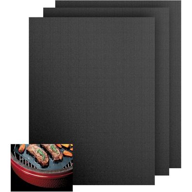 KitchenRaku BBQ Grillmatte 3er Set 32x50cm - Universal Ofeneinlage für