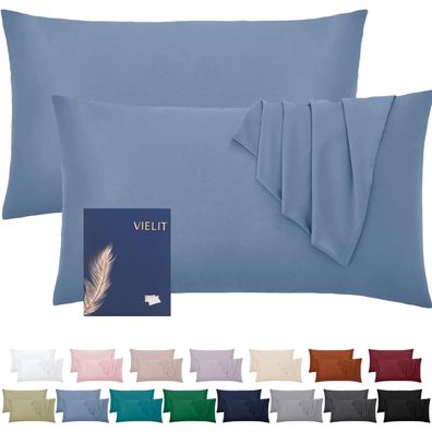 Vielit Kissenbezug 40 x 80 cm, 2er Set, Blau, Weich, Mikrofaser