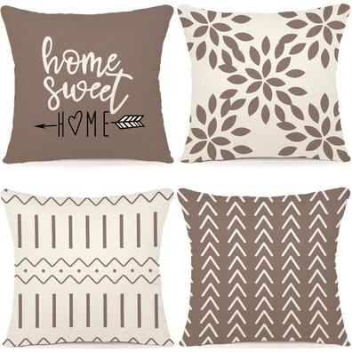 YCOLL Kissenbezüge Khaki 40x40 cm (4 Stück) - Moderner Leinen-Stoff für Couch