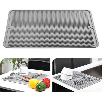 KitchenRaku Abtropfmatte 40x50cm aus Silikon, hitzebeständig, rutschfest, ideal