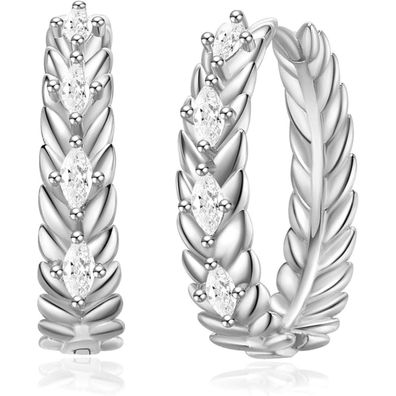 GW Damen Creolen Ohrringe 925 Silber Vergoldet mit Zirkonia, 25mm, Hypoallergen
