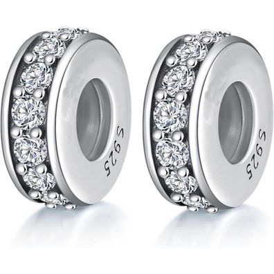 GW 2er Set S925 Silber Spacer Stopper Beads für europäische Schlangenarmbänder