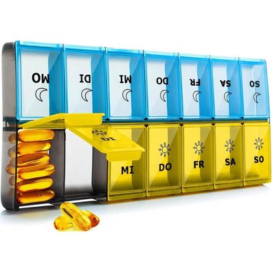 mossime Tablettenbox 7 Tage Morgens Abends XL, Große Pillendose für Vitamine