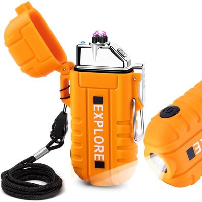 LcFun Elektrisches Outdoor Feuerzeug, winddicht, USB aufladbar, mit
