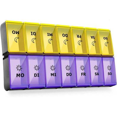 mossime Tablettenbox 7 Tage Morgens Abends XL, Große Dispenser für Vitamine und