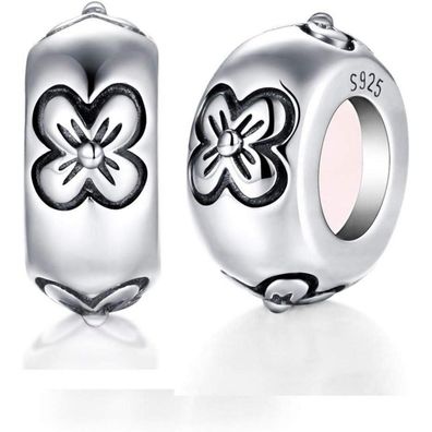 GW 2 Stück 925 Sterling Silber Gummi Spacer Perlen Stopper Bead Charm für Damen