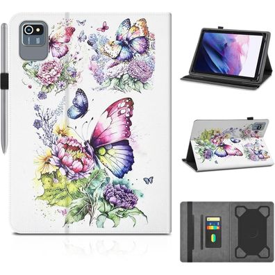 KATUMO Universal Tablet Hülle für 10-10,1 Zoll Tablets, Schmetterling & Blumen