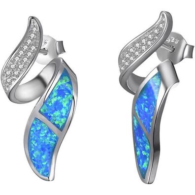 GW Damen Ohrstecker 925 Sterling Silber mit Zirkonia, Blau, FE329