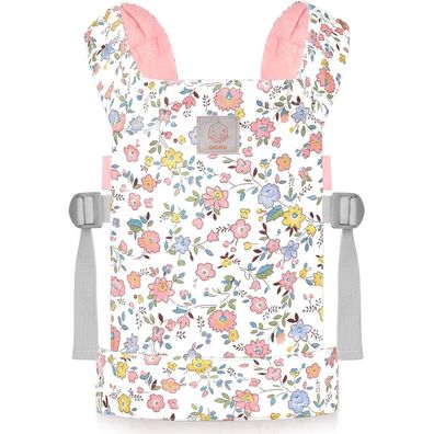 GAGAKU Kinder Puppentrage Bauchtrage mit verstellbaren Trägern - Rosa Blüte