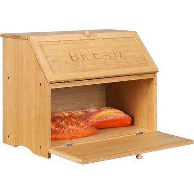 Leader Accessories Bambus Brotkasten mit 2 Etagen, Retro Vintage, 39x25x32cm