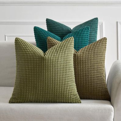 MIULEE 4er Set Kissenbezüge Kordsamt für Sofa Couch Wohnzimmer Schlafzimmer