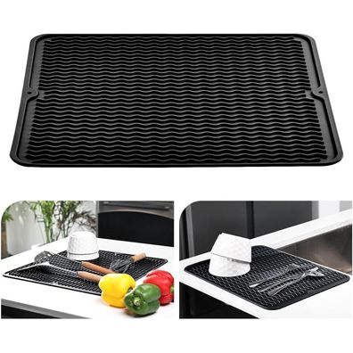 KitchenRaku Abtropfmatte 40x45cm aus Silikon, hitzebeständig und rutschfest für