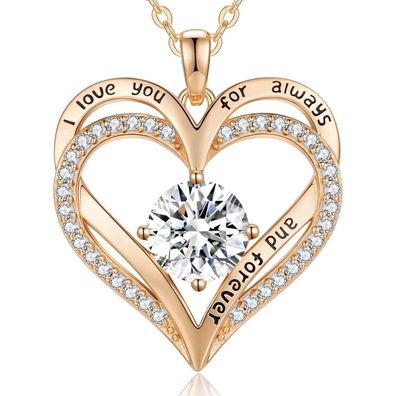 LOUISA SECRET Kette Damen Forever Love Herz Anhänger 925 Sterling Silber