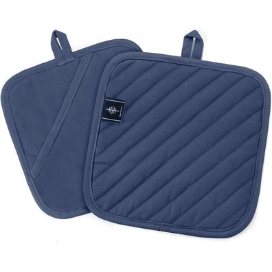 Bonthee Topflappen & Topfuntersetzer aus Baumwolle, 2er Set, Blau, 20 x 20 cm
