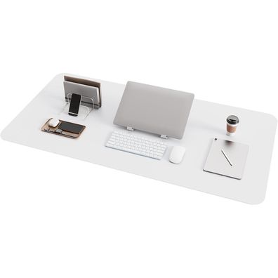 YSAGi Schreibtischunterlage mit Leder, Multifunktionales Office Mousepad, Weiß