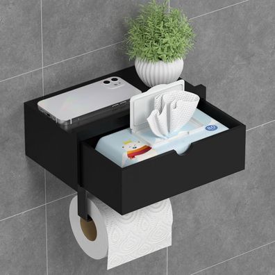 Exabang Toilettenpapierhalter ohne Bohren mit Feuchttücherbox und Ablage