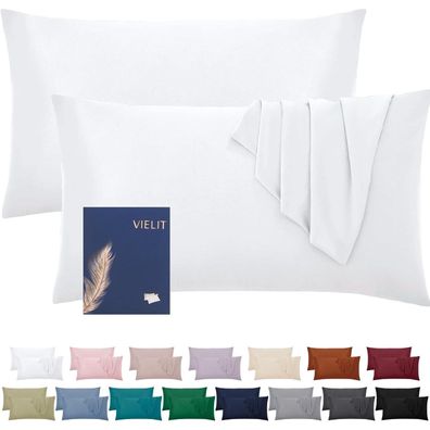 Vielit Kissenbezug 50x70 cm Weiß - 2er Set Mikrofaser, weich & hypoallergen