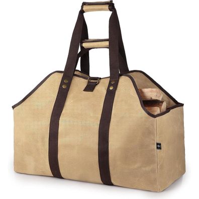 Bonthee XXL Kaminholzträger aus Segeltuch mit 2 Griffen, 58 x 28 x 45 cm