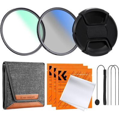 K&F Concept 77mm Filterset: UV-Filter, Polfilter (CPL) mit Objektivdeckel