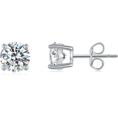 GW Moissanite Ohrringe Silber 925 18K Vergoldet Damen Ohrstecker mit 4mm