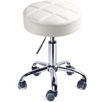 Leader Accessories Drehhocker höhenverstellbar, weißer Sitz Ø35cm, moderner