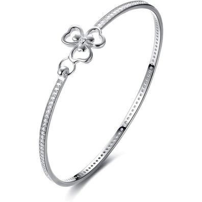 GW Damen Armreif Rosegold Armband Silber 925 Zirkonia Kristall Blumen Armkette