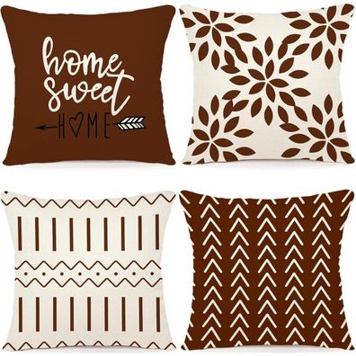 YCOLL 4er Set Leinen Kissenbezüge 40x40cm für Sofa, Gartenbett, Couch - Farbe