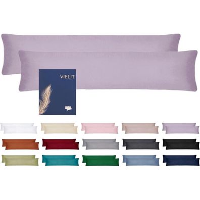Vielit Seitenschläferkissen Bezug 40 x 145 cm, 2er Set, Kissenbezug Violett