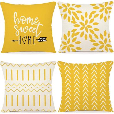 YCOLL Kissenbezüge 4er Set, Leinen Kissenhüllen für Sofa, Couch, Bett, 40x40cm