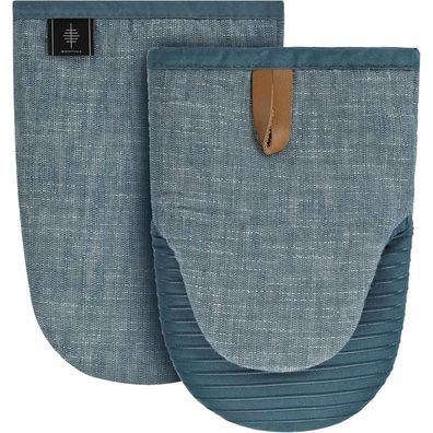 Bonthee Mini Ofenhandschuhe, 2er Set, Blau - Baumwolle mit Anti-Rutsch Silikon