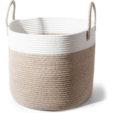 Sylando Wäschekorb aus Baumwolle, D40 * H34cm, Geflochtener Aufbewahrungskorb mit