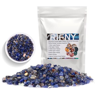 RIFNY Blaue Achat Kieselsteine Dekosteine 680g für Garten, Blumentöpfe