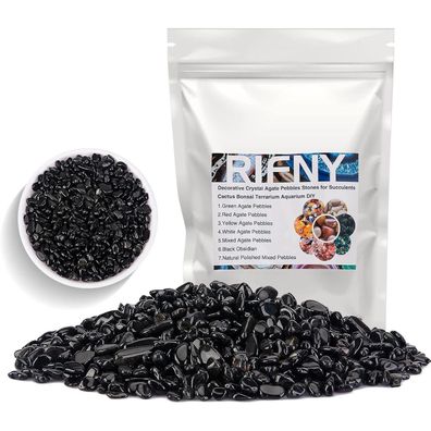 RIFNY Dekosteine Kieselsteine 680g Schwarz für Garten, Pflanzen, Aquarium