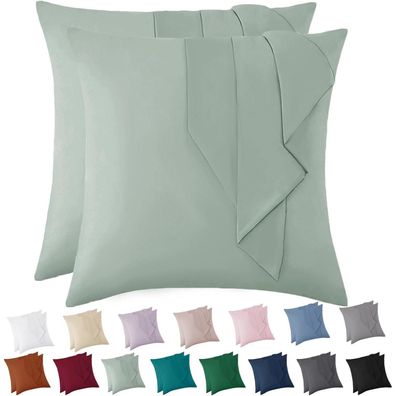 Vielit Kissenbezug 80x80 cm, 2er Set, Sage Grün, weiche Mikrofaser