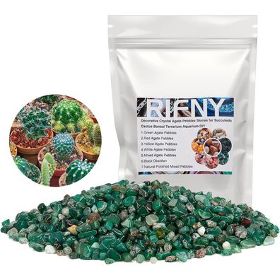 RIFNY Dekosteine Kieselsteine Grün (680g) - Deko für Garten, Blumentöpfe