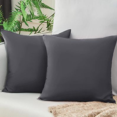 Vielit Kissenbezug 40x40 cm Anthrazit, 2er Set, Mikrofaser, weich und