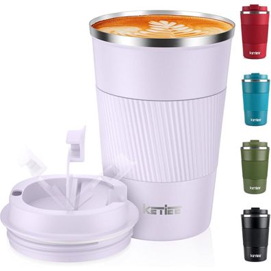KETIEE Kaffeebecher to go 380ml Thermobecher, doppelwandig, auslaufsicherer