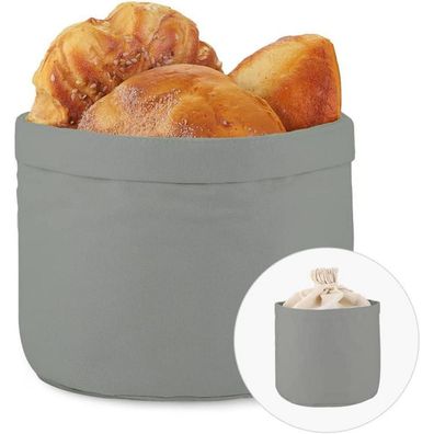 ecooe Brotkorb aus Baumwolle, Ø 20 cm, Grau - Moderner Brötchenbeutel mit