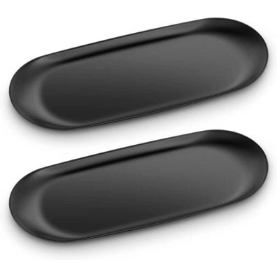 ecooe Edelstahl Deko Tablett Groß 23 x 9.5 cm Servierteller Dekoteller schwarz