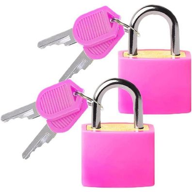 LeFeirr Mini Kofferschloss mit Schlüssel, 2 Stück Rosa, ideal für Reisen