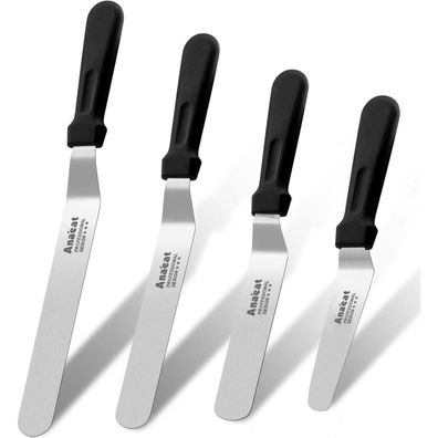 Anaeat Zuckergussspatel Set, 4 professionelle abgewinkelte Tortenspatel mit