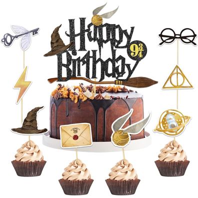33 Stück Magical Tortendeko Glitter Wizard Happy Birthday Cake Topper, Magier