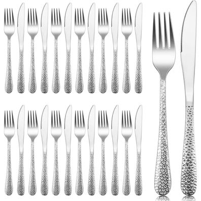 Herogo Steakbesteck Set 24-teilig aus Edelstahl für 12 Personen, Silber