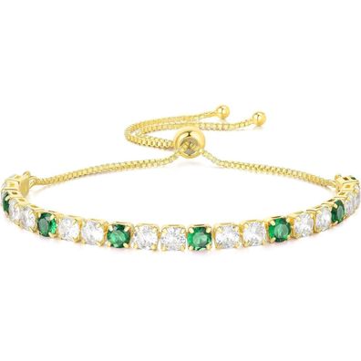 GW Tennisarmband Damen Gold Verstellbar Grün Zirkonia Glitzer Armkette Geschenk