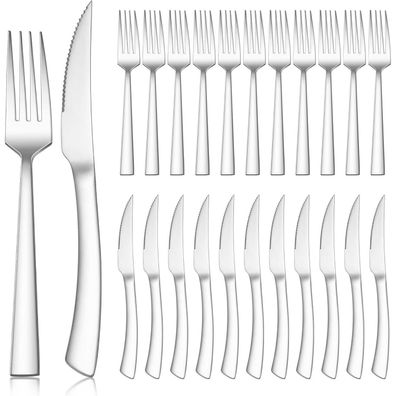 Herogo Edelstahl Besteckset (24-teilig, Modern Griff) - Messer und Gabeln