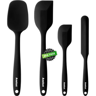 Anaeat 4-teiliges Silikon-Spatel-Set, nahtloses Design, Antihaft