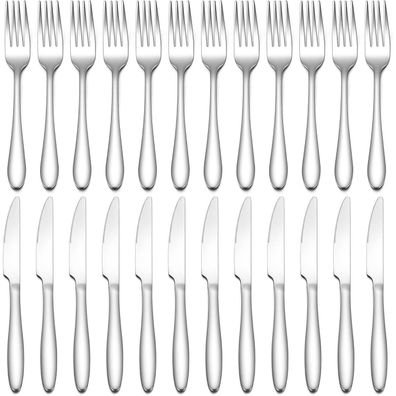 Herogo Steakbesteck Set für 12 Personen, 24-teilig Edelstahl, Rostfrei