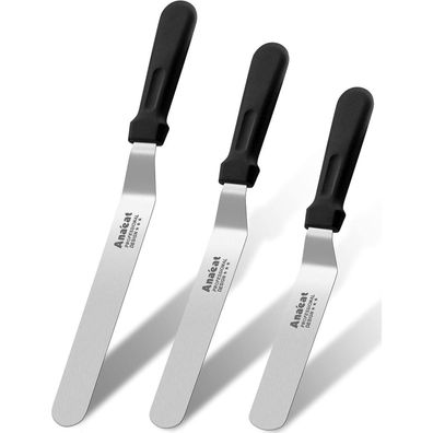 Anaeat Glasurspatel Set, 3 professionelle abgewinkelte Kuchenspatel (15, 20, 25