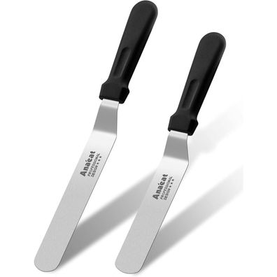 Anaeat Glasurspatel Set, 2 professionelle abgewinkelte Kuchenspatel mit 15 & 20