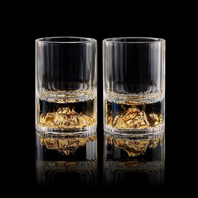 DUJUST Goldberg-Schnapsgläser (45 ml), Kristall-Set mit 24K Gold, BPA